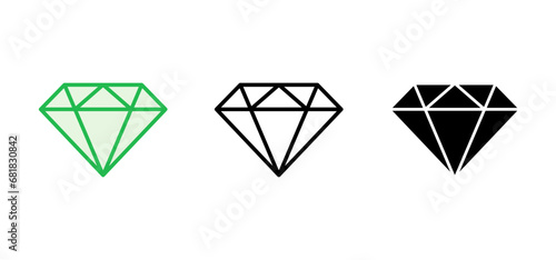 Diamond icon set. diamond gems vector icon.