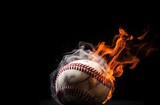 Baseball Ignites the Dark Night with Fiery Flames Generative AI