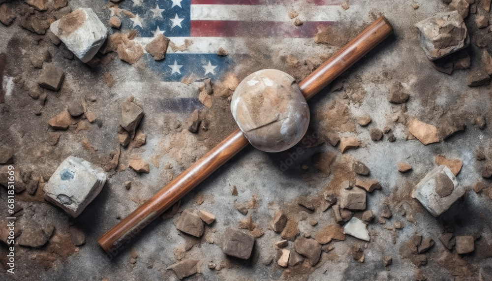Abstract labor day representation stones and america flag Abstract labor day representation stones and america flag