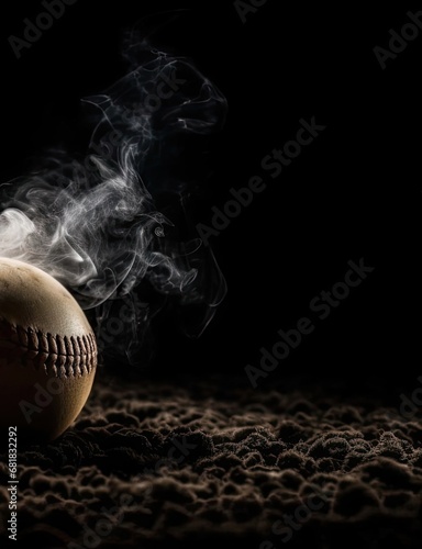 Mighty Baseball Resting on the Vibrant Baseball Field Surrounded by a Generative AI