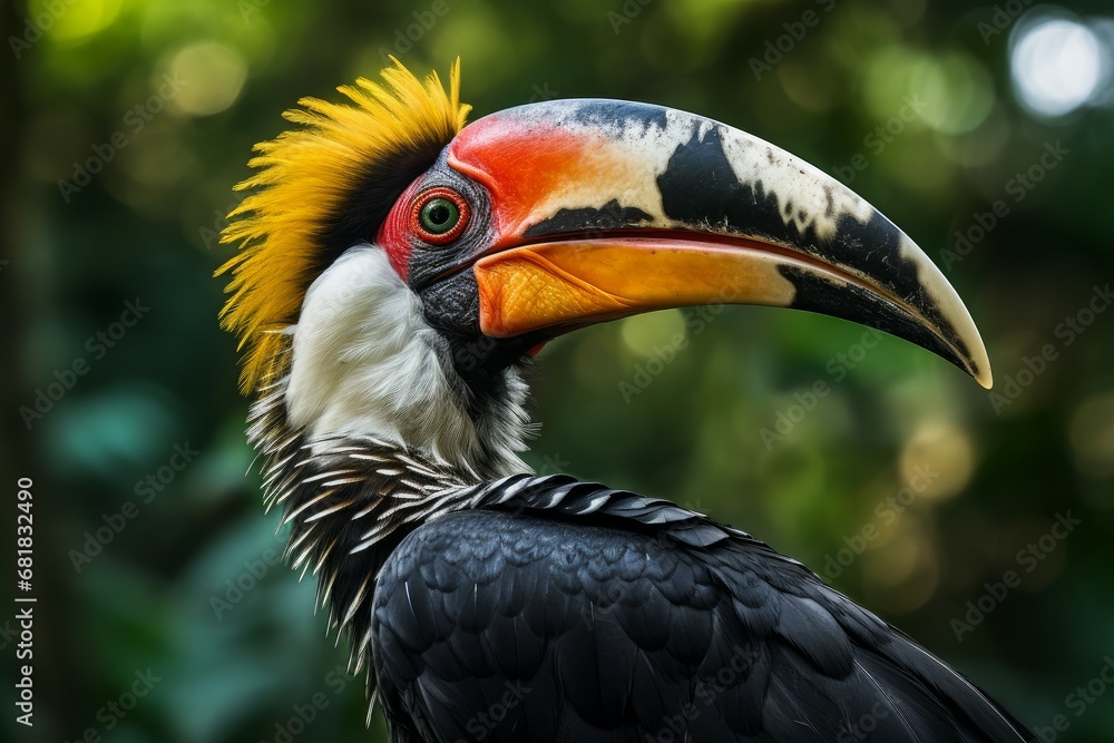 Exotic Hornbill bird. Sumatra fauna bill. Generate Ai Exotic Hornbill bird. Sumatra fauna bill. Generate Ai