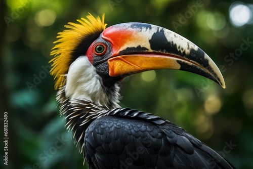 Exotic Hornbill bird. Sumatra fauna bill. Generate Ai