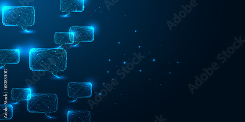 Communication, dialogue, virtual networking, e-commerce concept banner with speech bubbles 