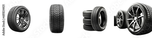 Car tires  Hyperrealistic Highly Detailed Isolated On Transparent Background Png File © Wander Taste