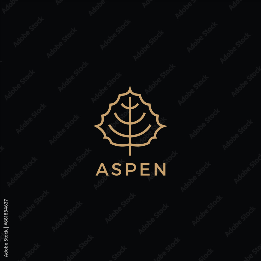 
Aspen leaf logo vector illustration, 