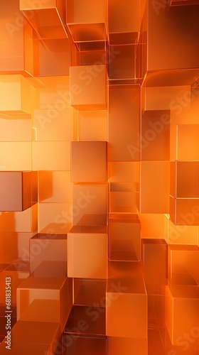 Orange abstract tech background with squares.