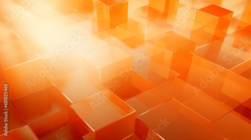 Orange abstract tech background with squares.