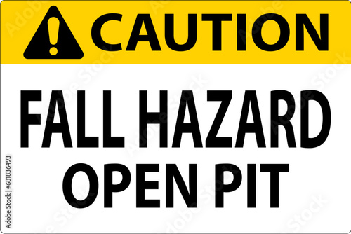 Caution Sign Fall Hazard - Open Pit