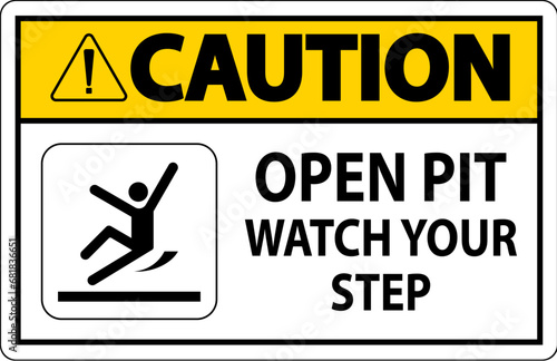 Caution Sign Open Pit, Watch Your Step