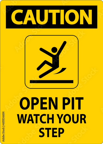 Caution Sign Open Pit, Watch Your Step