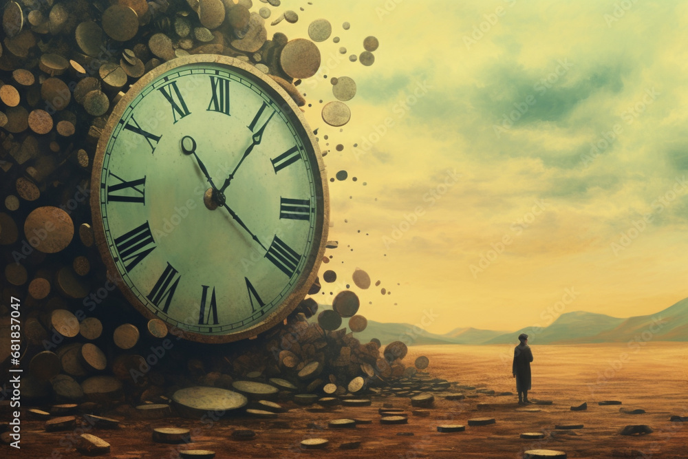 Time An irreversible current flowing in only one direction from past