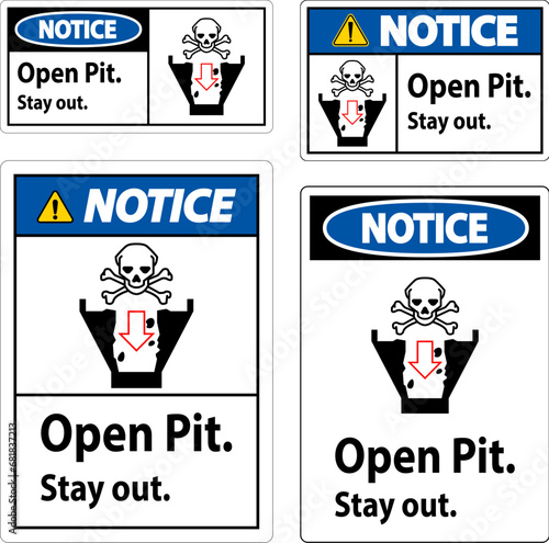 Notice Sign Open Pit, Stay Out