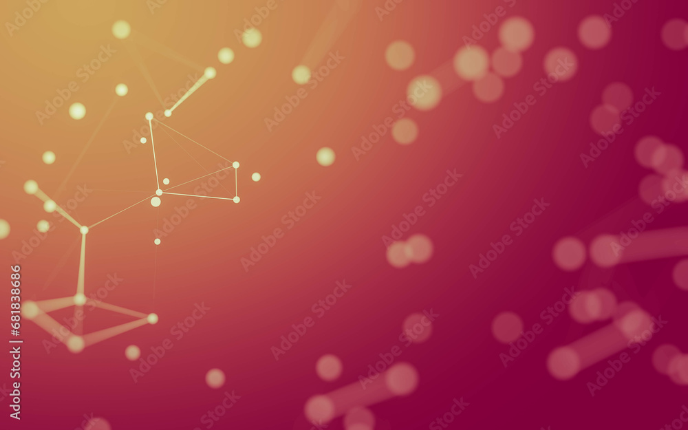 Fototapeta premium Abstract background. Molecules technology with polygonal shapes, connecting dots and lines. Connection structure. Big data visualization.
