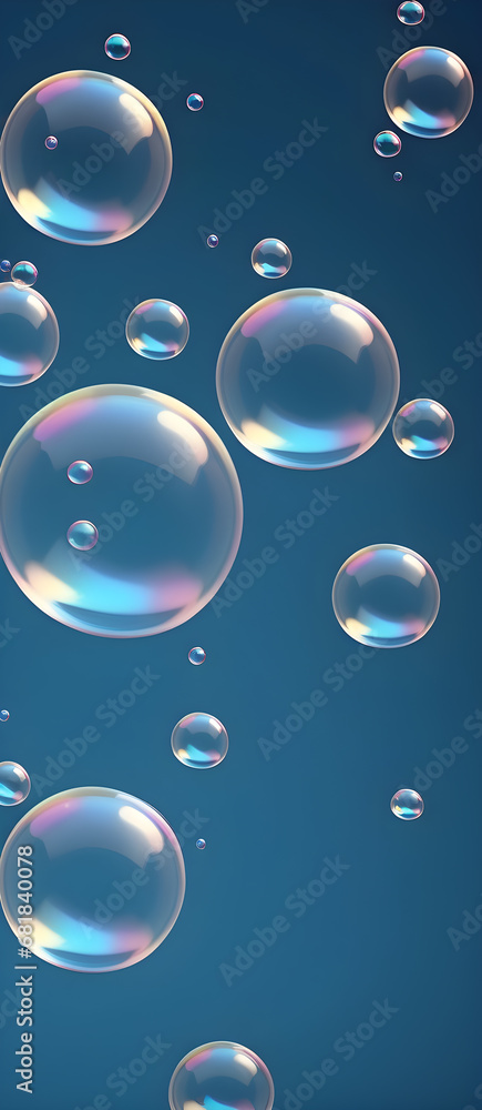 Blue Colorful Soap Bubbles Digital Background Design Graphic Banner Website Flyer Ads Gift Card Template