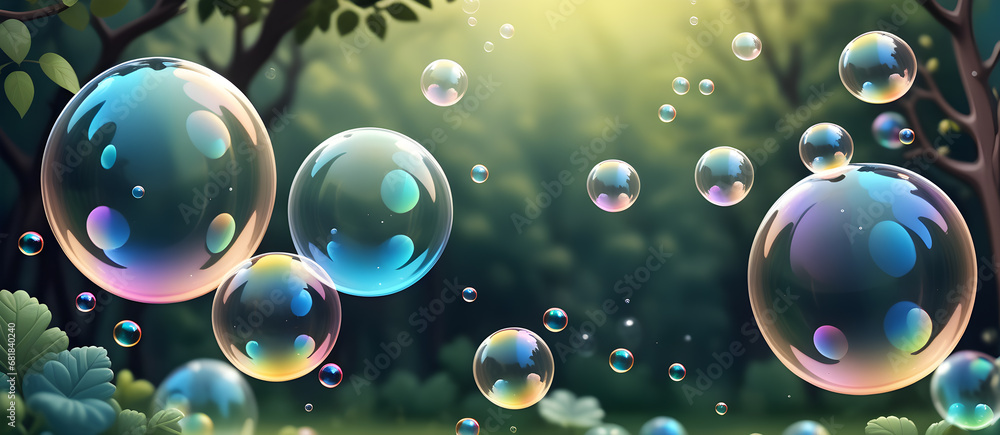 Colorful Soap Bubbles Digital Background Design Graphic Banner Website Flyer Ads Gift Card Template