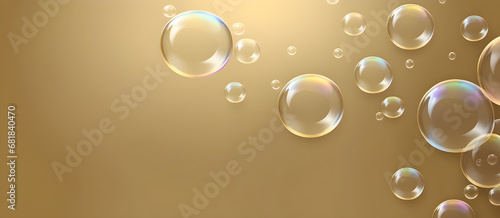 Golden Soap Bubbles Digital Background Design Graphic Banner Website Flyer Ads Gift Card Template
