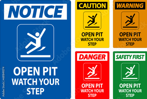 Caution Sign Open Pit, Watch Your Step