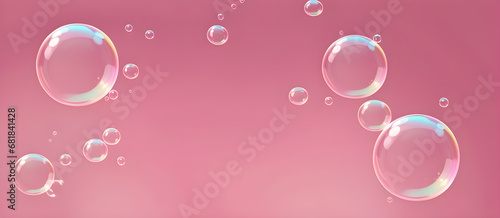 Pink Soap Bubbles Digital Background Design Graphic Banner Website Flyer Ads Gift Card Template