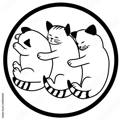 Canvas Print Sleepy cats in the circle