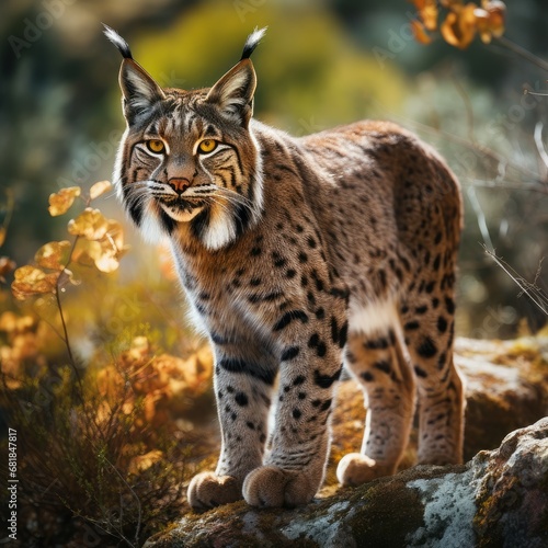 Elusive Iberian lynx forest animal. Mammal predator. Generate Ai © juliars