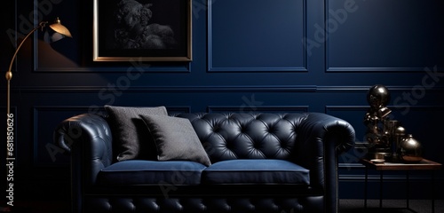 A navy blue wall with a velvety texture. © roman arts