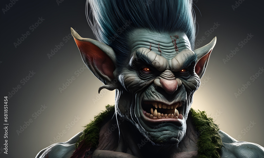 Ugly Troll Portrait Background Image Digital Photography Banner Website Poster Halloween Card Template