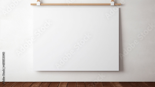 White board hanging on wall. Generative AI photo