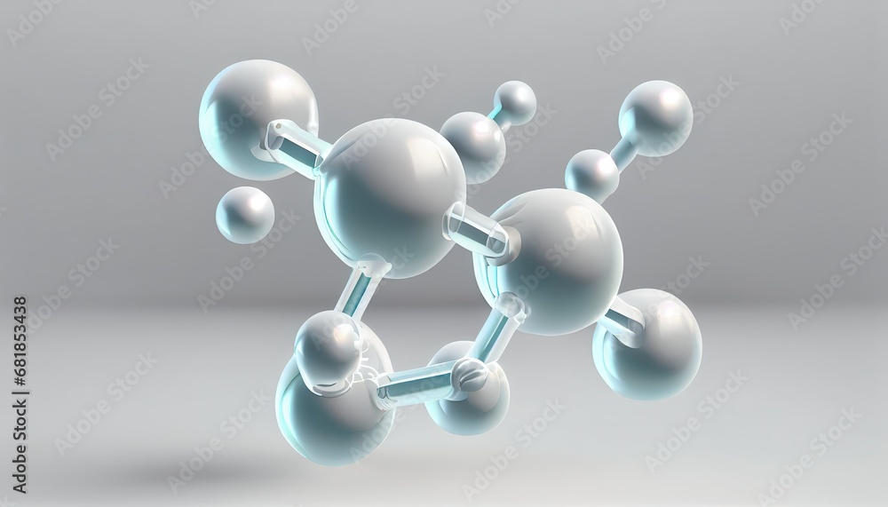 Hydrogen Invisible Background Model Hydrogen molecule white background 3d rendering molecular atom ...