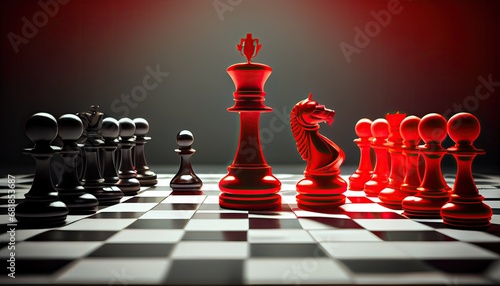 Business concept Strategy red Chess Game competition move success king play power piece competitive intelligence leadership teamwork fight battle pawn challenge succeed queen victory leader