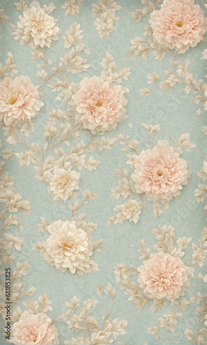 Vintage Floral Paper Style Illustration Frame Flower Postcard Graphic Banner Website Flyer Ads Gift Card Template