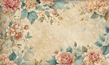 Vintage Floral Paper Style Illustration Frame Flower Postcard Graphic Banner Website Flyer Ads Gift Card Template