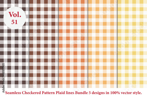 Plaid lines Pattern checkered Bundle 5 Designs Vol.51,vector Tartan seamless