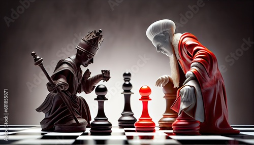 black defeats red pawn chess Challenge battle winner leadership board game competition team plan victory play check king piece teamwork success leader strategy competitive intelligence move photo