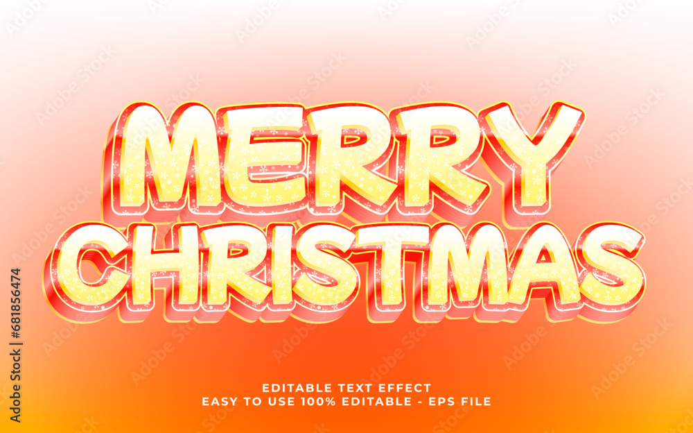Merry Christmas 3d text effect, editable text fot template headline