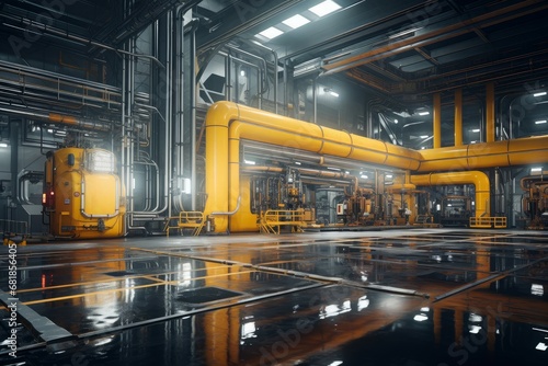 Towering Industrial hall. Machinery worker plant. Generate Ai