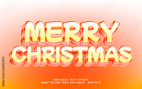 Merry Christmas 3d text effect, editable text fot template headline