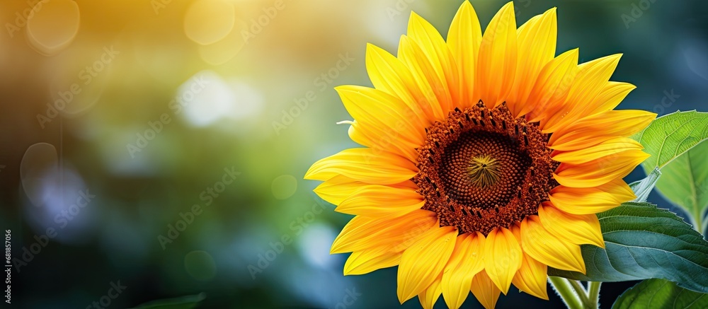 Obraz premium enchanting garden, surrounded by natures vibrant colors, the closeup of the yellow sunflower reveals the true beauty of this natural and colorful flower.