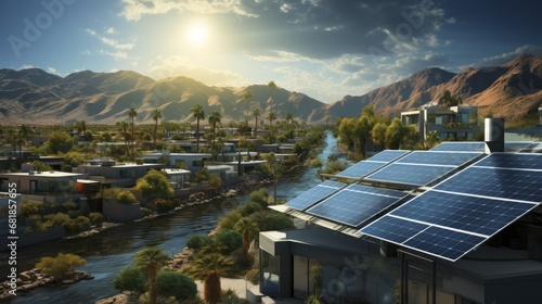 Solar powered cities renewable energy clean power sustainable infrastructure eco friendly living