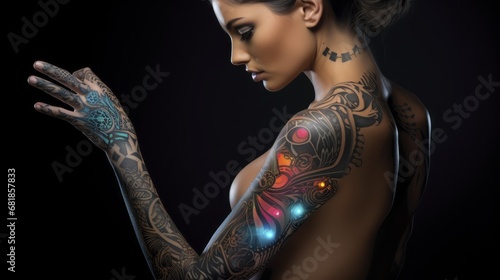 Smart tattoos advanced technology innovative biometric sensors wearable health monitors futuristic photo