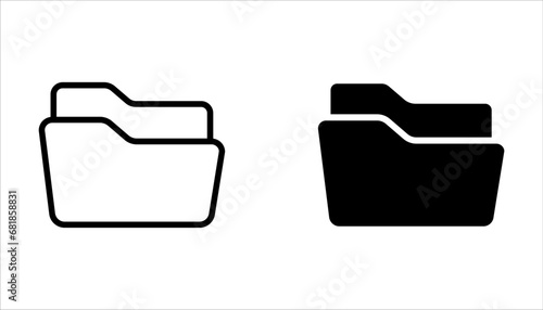 Flat folder icon set on white background. EPS 10