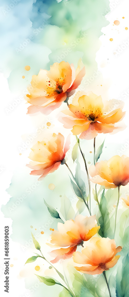 Fototapeta premium Abstract Watercolor Flower Painting Background Art Illustration Postcard Digital Artwork Banner Website Flyer Ads Gift Card Template