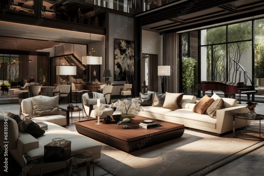 Charming Interior living room. Decor sofa furniture. Generate Ai
