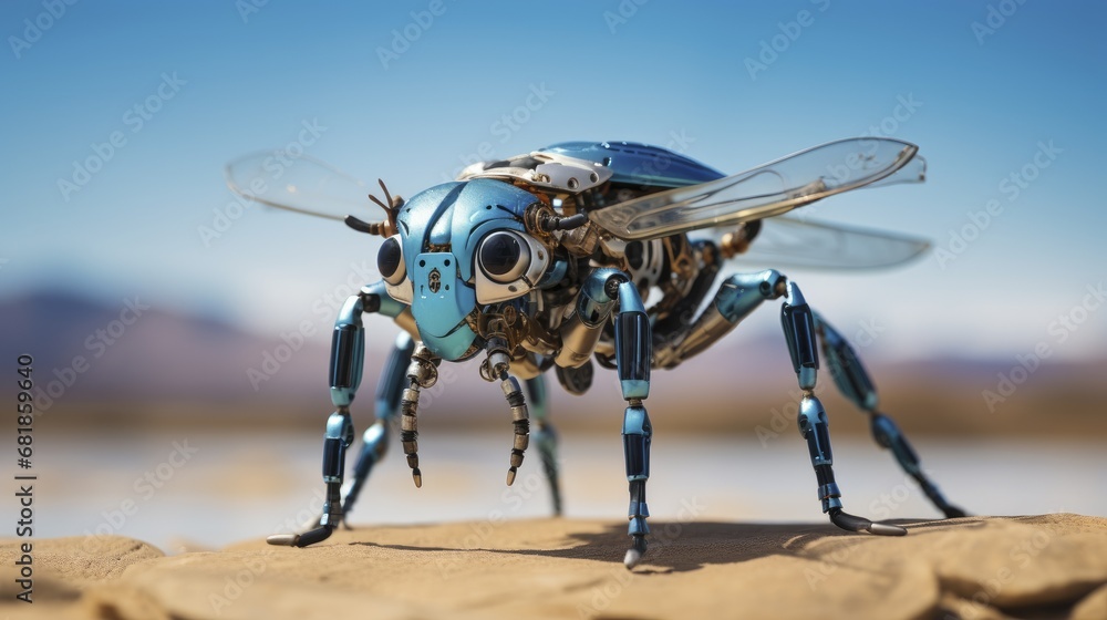 Fototapeta premium Cyborg insects advanced technology innovative biohybrid creatures remote controlled organisms
