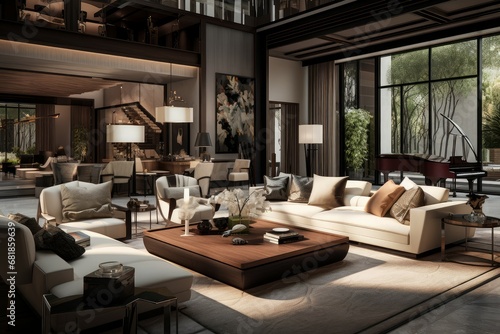 Charming Interior living room. Decor sofa furniture. Generate Ai