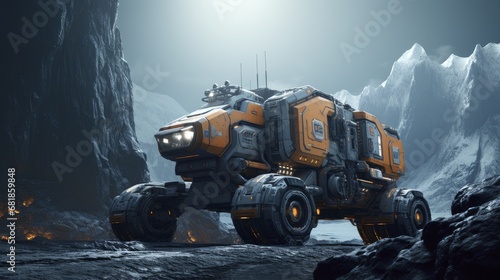 Asteroid mining resource extraction space exploration advanced robotics futuristic industry photo
