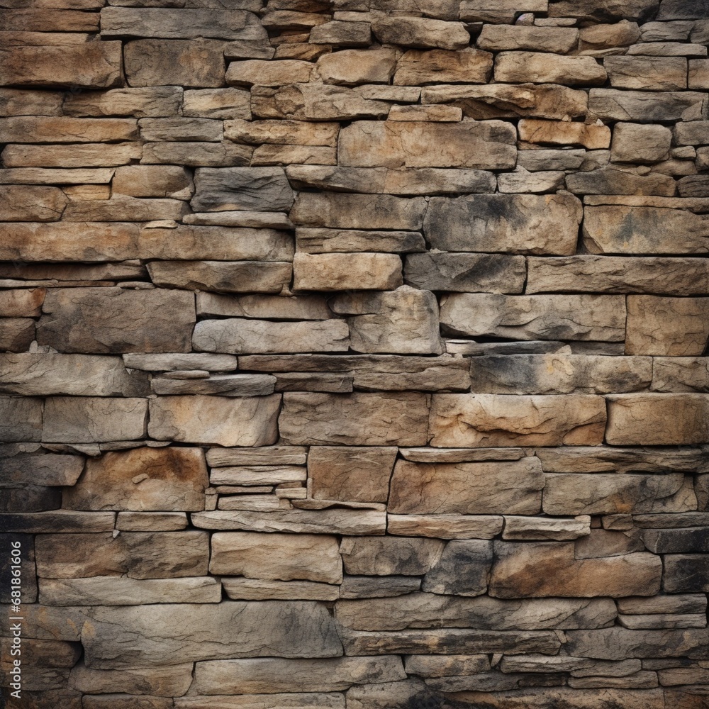 Rough-hewn stone wall in natural earth tones, with visible texture and depth