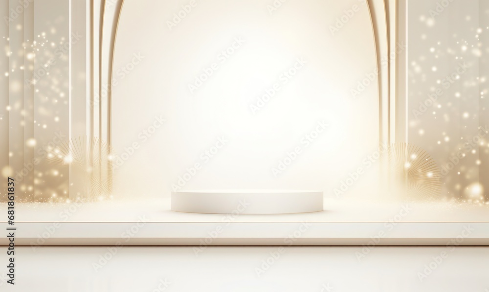 Elegant White and Gold Background Podium for Premium Product Showcases Elegant White and Gold Background Podium for Premium Product Showcases
