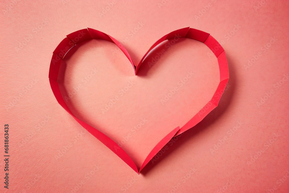 Pink cut paper hearts. Valentine's Day. AI Generated