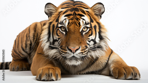 tiger on white HD 8K wallpaper Stock Photographic Image 