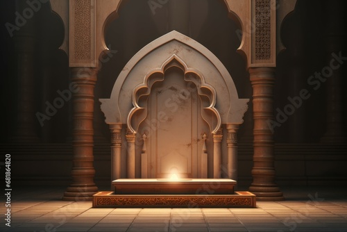 Islamic podium. Podium cannon mosque. Generate Ai photo